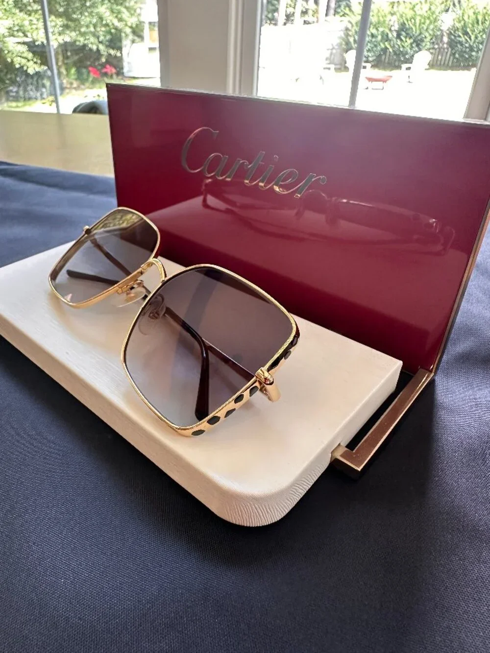 NEW Cartier CT0299S Panthére Gold Oversized Square Sunglasses Luxury Designer